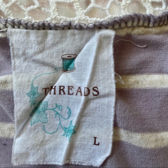 Threads Crochet Back Striped Top Size L - Picture 4 of 5